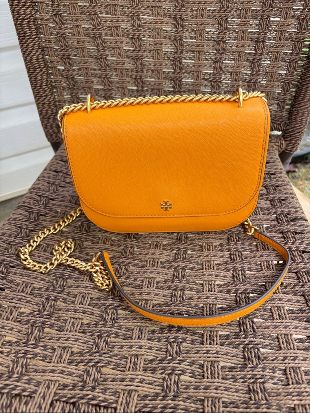 Tory Burch Saffron Orange Chain-Trim Crossbody